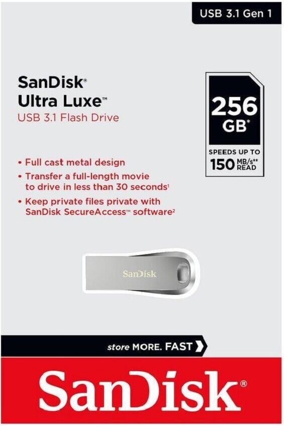SanDisk Ultra Luxe 256GB 3.1 USB Flash Drive SDCZ74-256G-G46