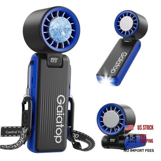 Portable Handheld Turbo Fan with Ice Cooler, 6000mAh 32H Cooling Classic Blue