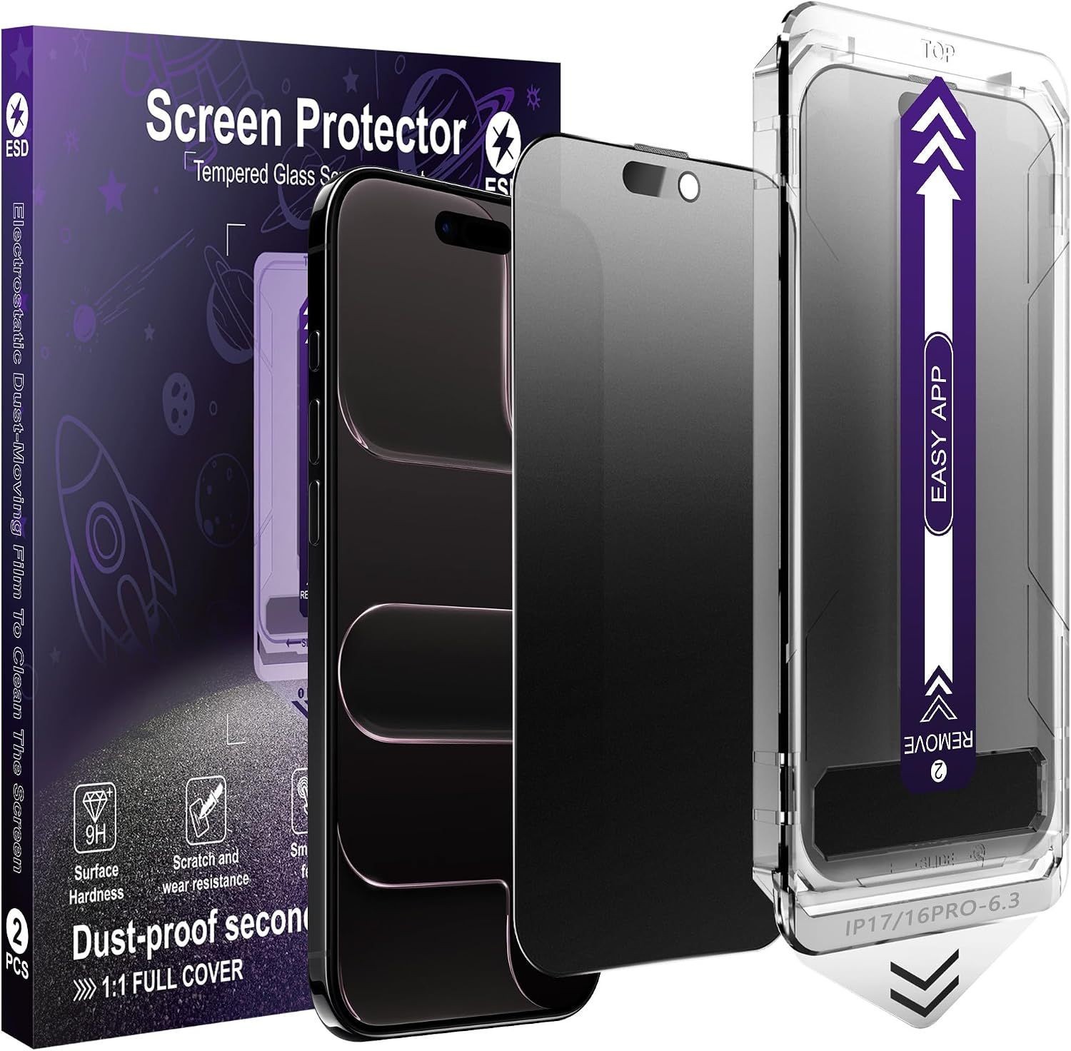 2-Pack Matte Privacy Screen Protector for iPhone 17 Air, Anti-Spy, 9H Hardness
