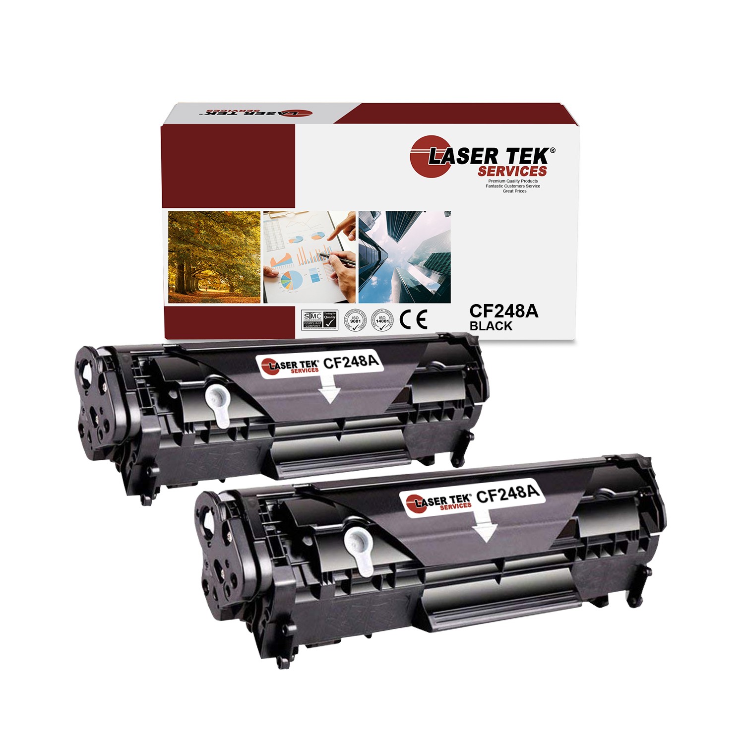 2Pk LTS 48A CF248A Black Compatible for HP LaserJet Pro M15a M15w Cartridge