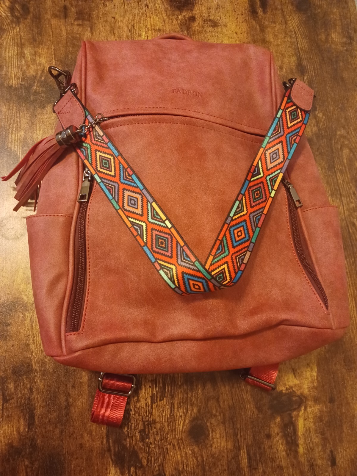 FADEON Laptop Backpack Purse Large (16"Height), Red Suede Style Pre-owned