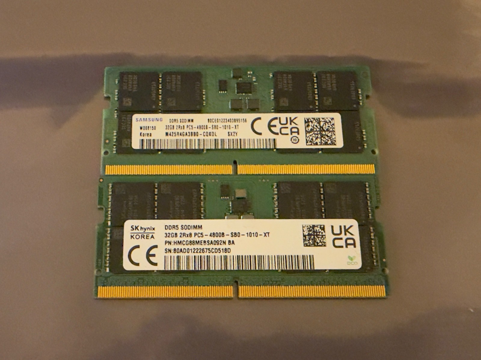 *LOT OF 2*  32GB 2RX8 PC5-4800B Laptop Memory RAM DDR5 SODIMM Samsung / SK Hynix