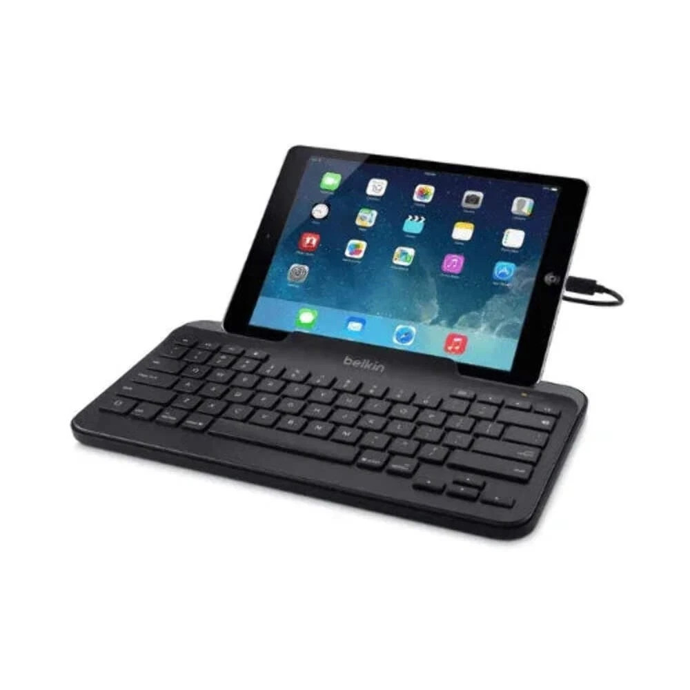 Belkin Keyboard and Stand for iPad iphone Lightning Cable Connecter B2B130 EUC