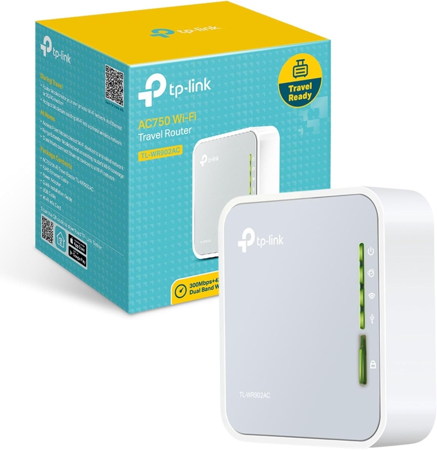 TP-Link AC750 Wireless Portable Nano Travel Router (TL-WR902AC) AC750, White