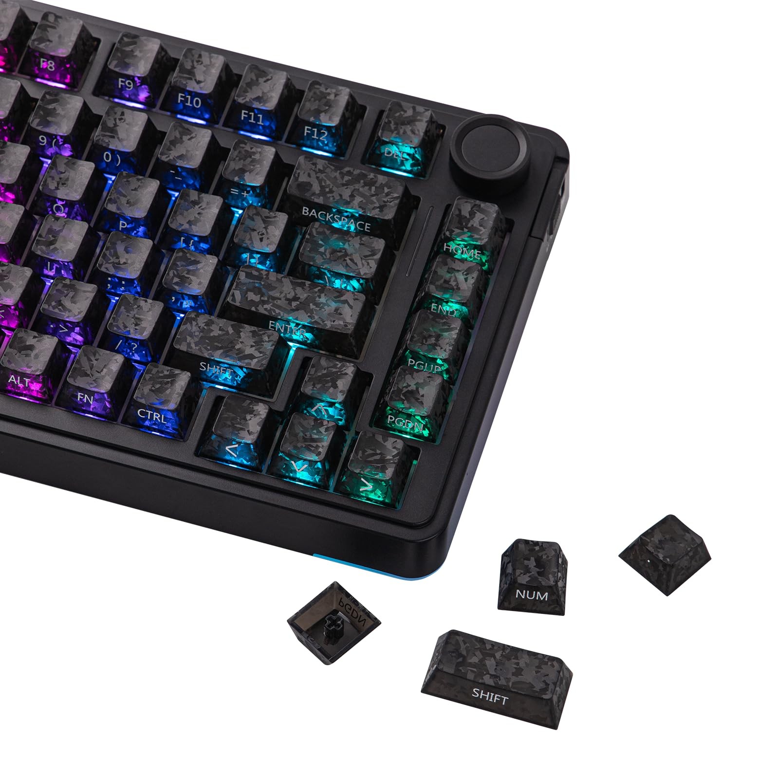 EPOMAKER SmokFiber Keycaps Set, 120 Keys SidePrinted ShineThrough Keycaps