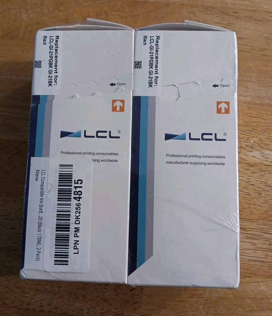 2 Pack LCL Black Printer Ink Cartridge Replacement For LCL-GI-21PGBK GI-21BK