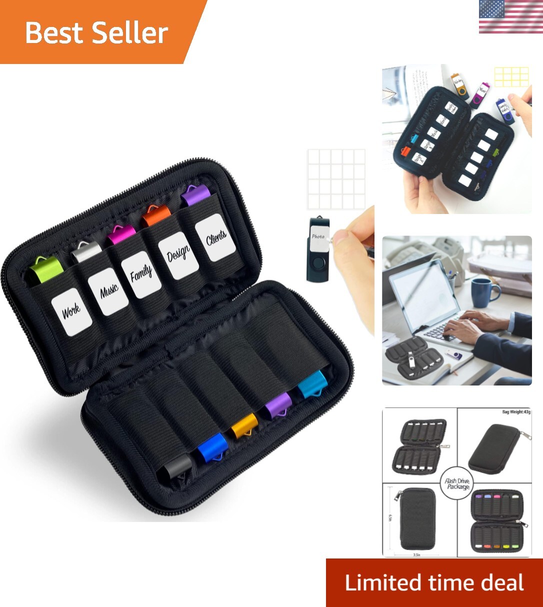 Elegant Neoprene USB Storage Case with 10 Slots - Organize in Style