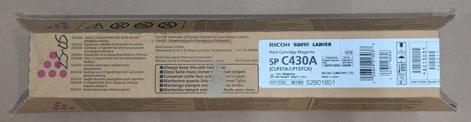 Genuine Ricoh SP C430A 821303 Magenta Toner Ricoh/Savin/Lanier SP C440DN