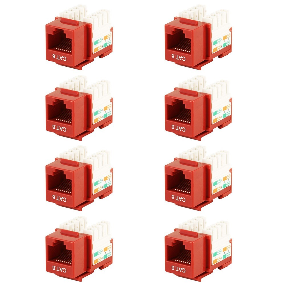 8 Pcs Cat6 RJ45 Network Ethernet Keystone Jack 110 Punch Down Snap In Insert Red