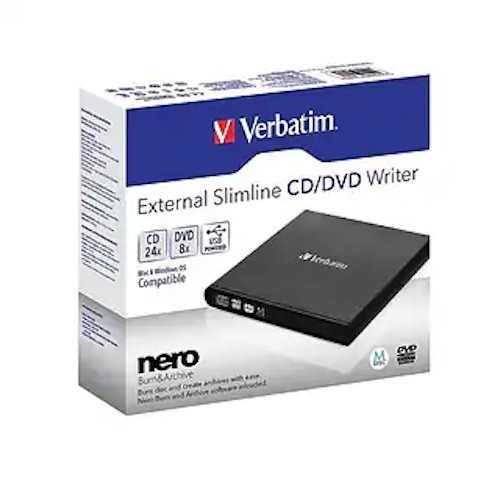 NEW Verbatim USB External Slimline CD/DVD Writer Model 98938 SEALED