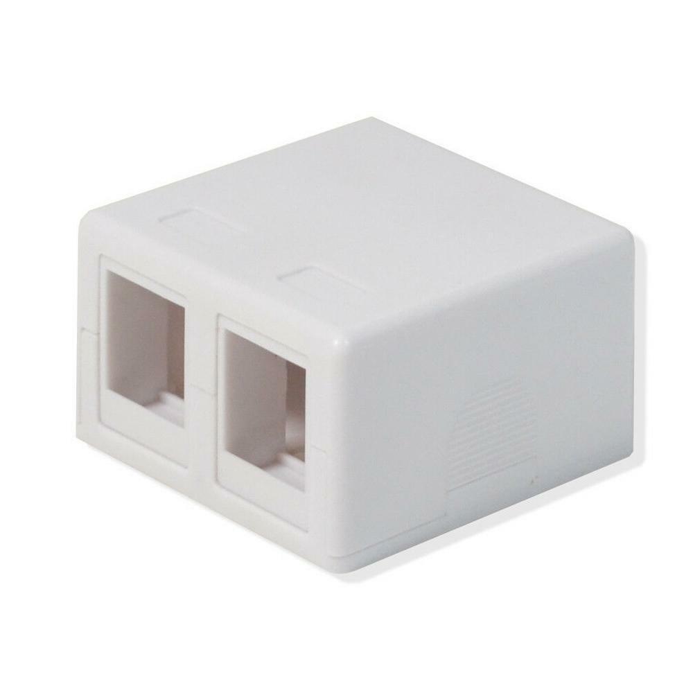 Logico SMB202 2Port Double Hole Keystone Jack Cat5e/Cat6 White - (10 Pack)