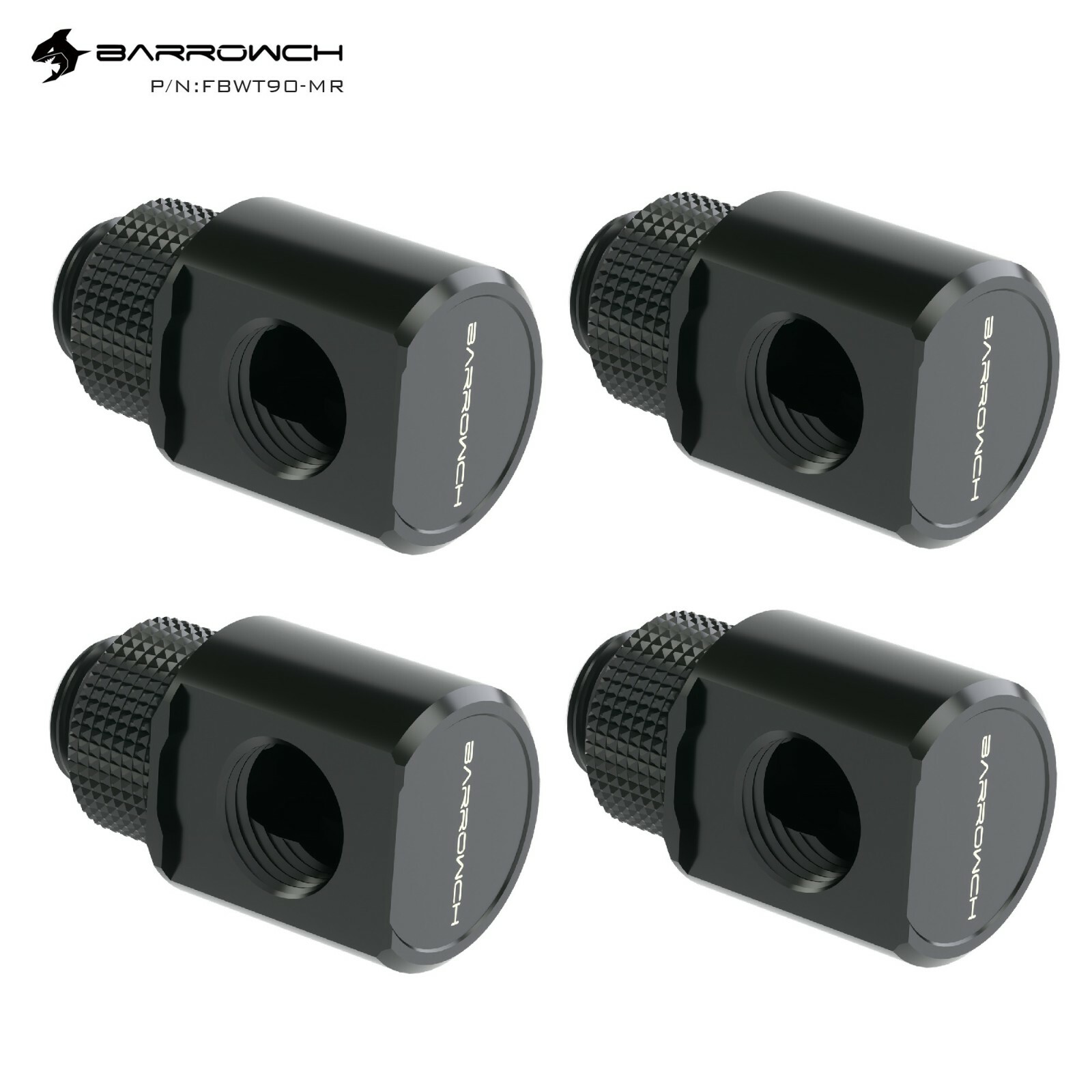 4 Pcs Barrow BarrowCH Angled 90 Degree G1/4 Rotary Fitting Male to Female Black