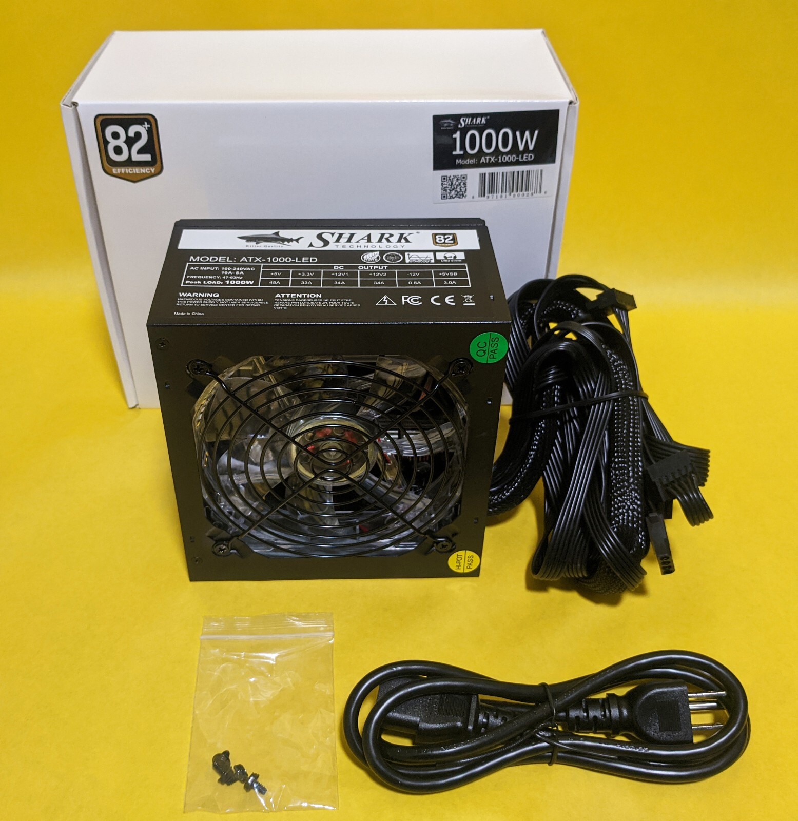 SHARK TECHNOLOGY 1000W 120mm Fan APFC Dual PCIe Gaming PC Blue LED  Power Supply