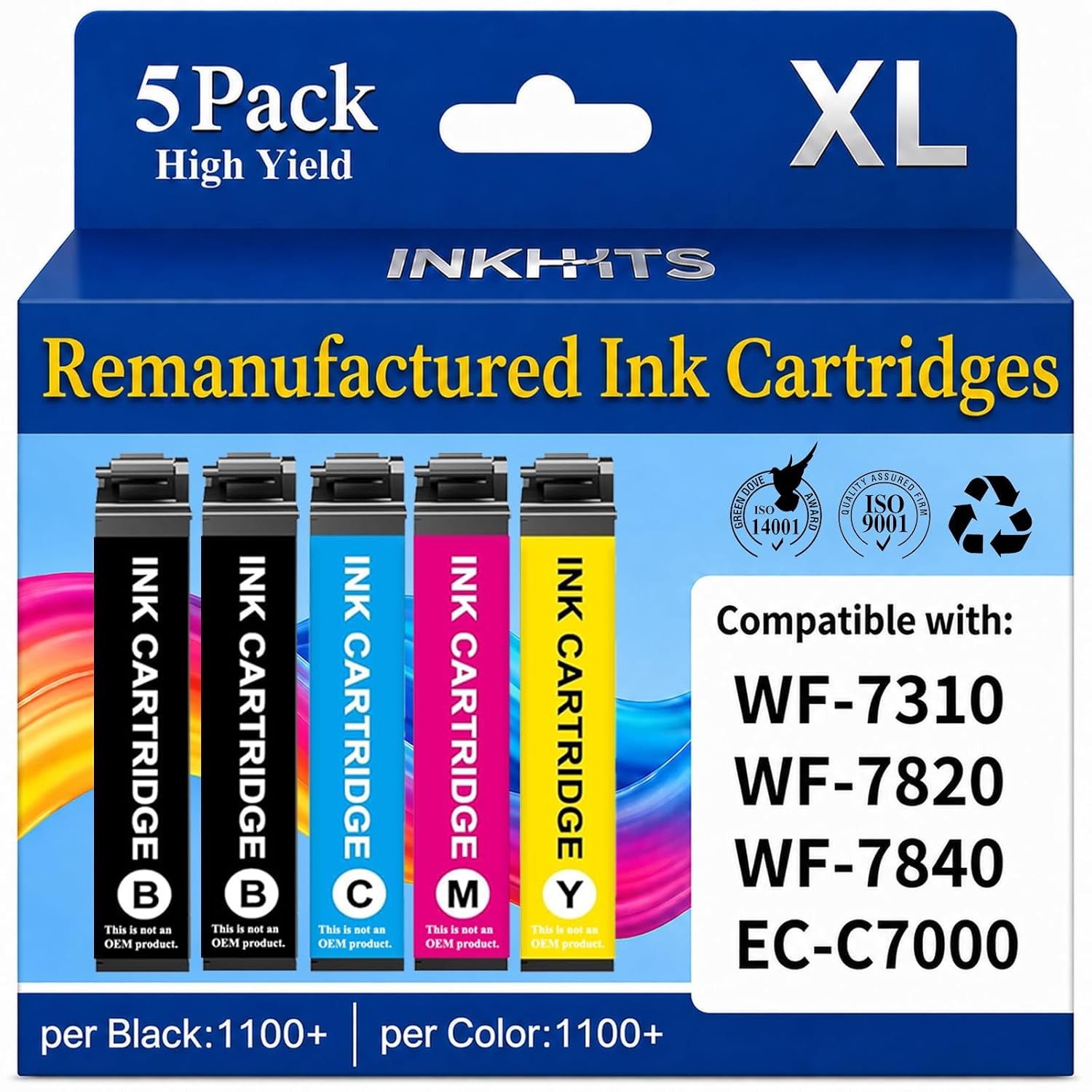 Epson 812XL Replacement Ink Cartridges 5 Pack Combo Set Refill Kit