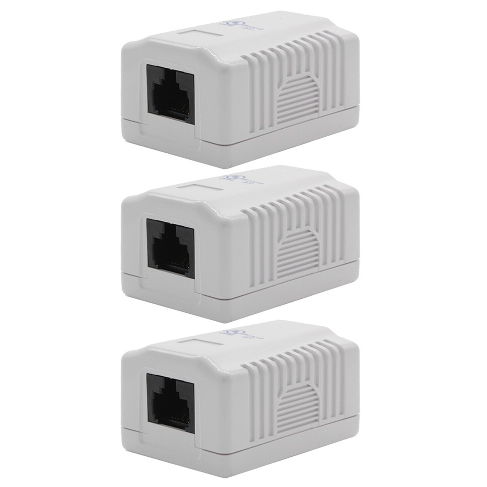 3 Pcs 1-Port CAT6 RJ45 8P8C Network LAN Ethernet Cable Wall Surface Mount Box