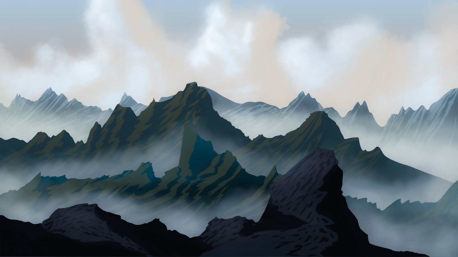 Landscape mountains clouds Custom Gaming Mat Desk
