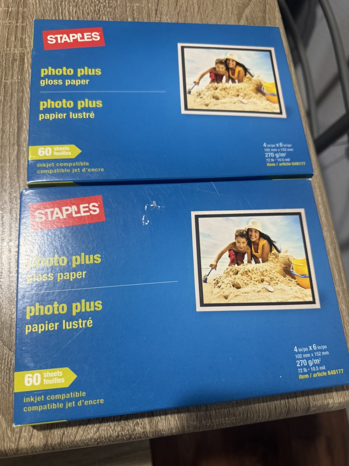 STAPLES PHOTO PLUS GLOSS PAPER/60 SHEETS/4" X 6" Item #648177 NEW SEALED (2 PACK