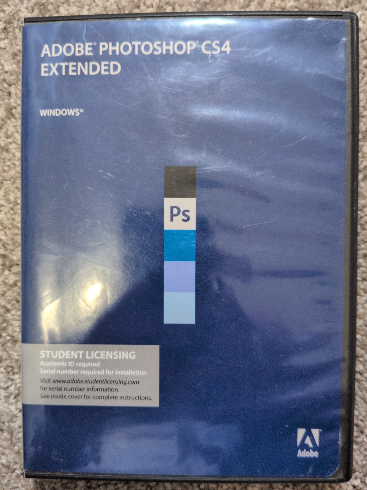 Adobe Photoshop CS4 Extended Student Windows Retail Version 2 Disc w/ Serial #