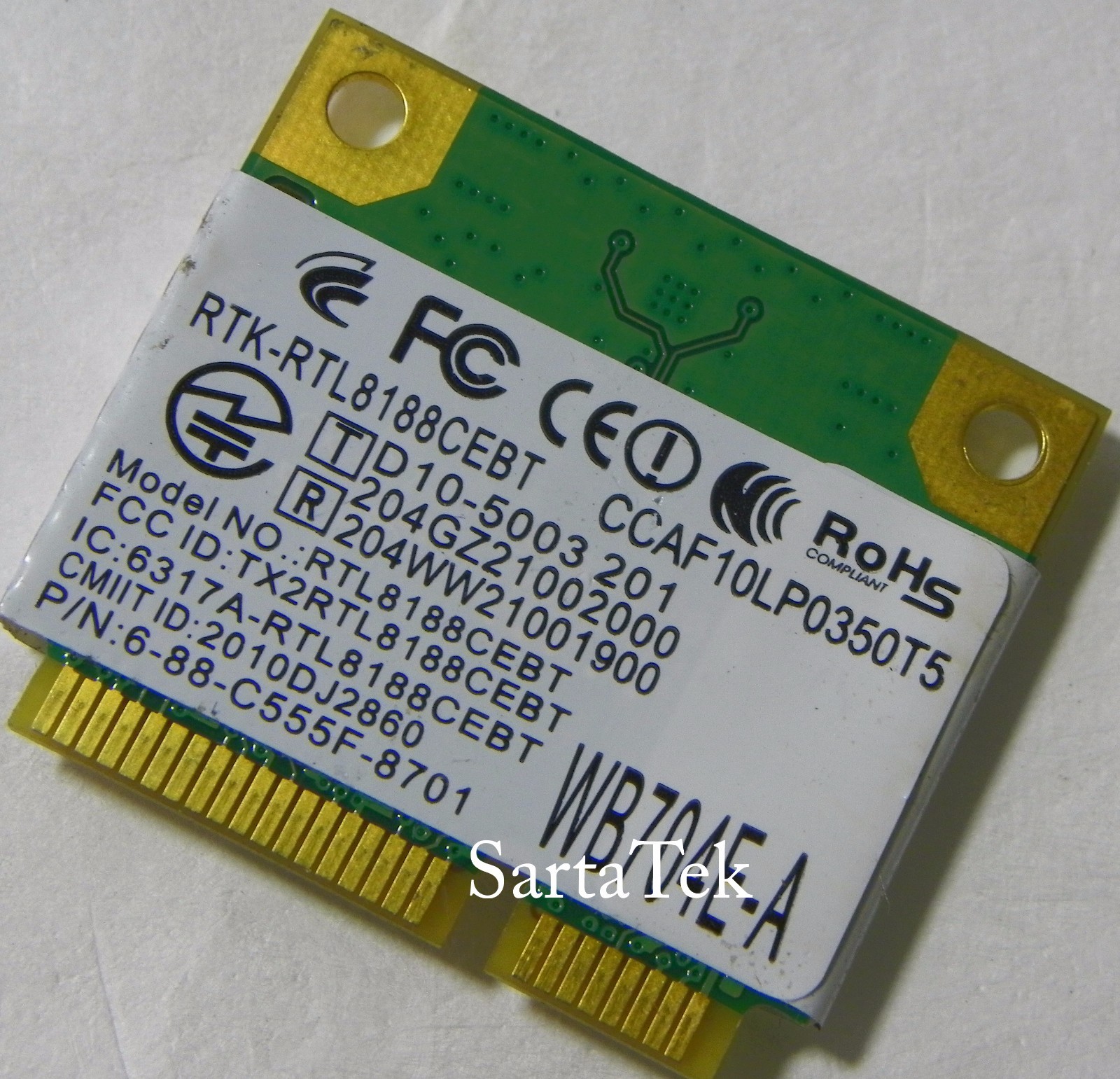Realtek RTL8188CEBT b/g/n Wi-Fi bluetooth PCIe Half 6-88-C555F-8701/ WB704E-A