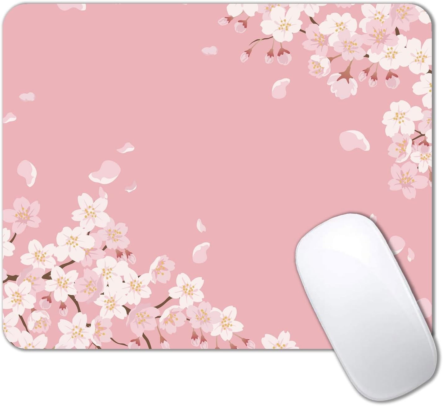 Floral Sakura Mouse Pad with Anti-Slip Base – Perfect Desk Decor, 9.5 x 7.9 Inch