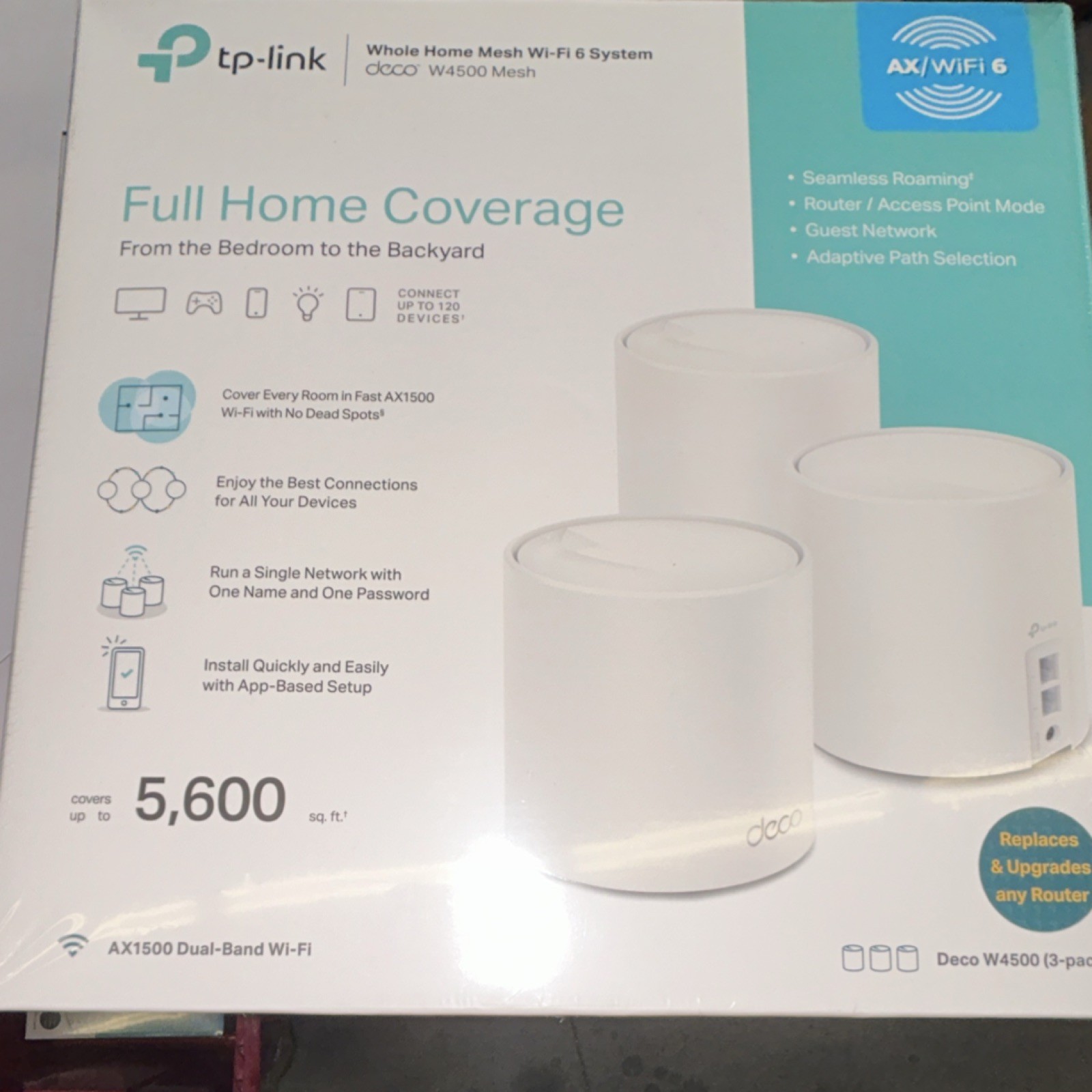 TP-Link Deco W4500 AX1500 WiFi 6 Dual-Band Mesh Router System 3-Pack White