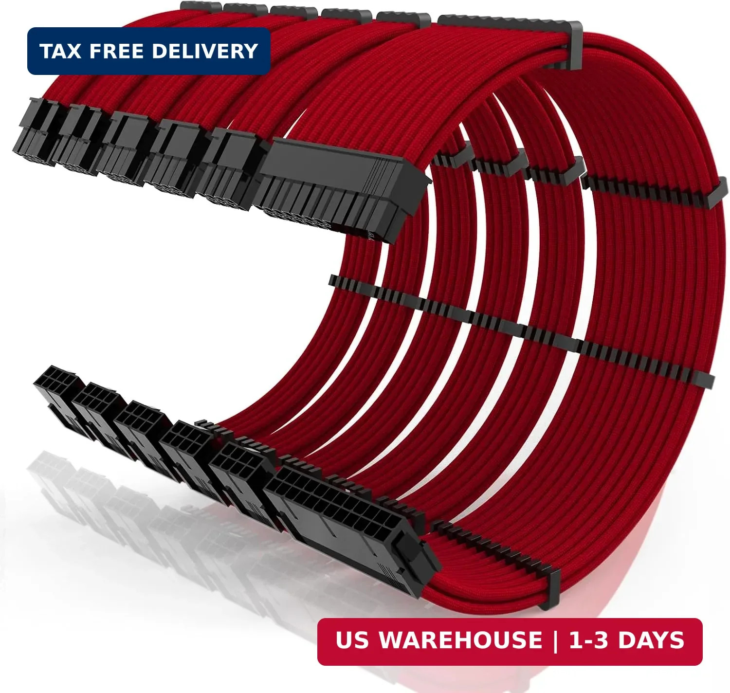 16AWG PSU Cable Extension Kit with Cable Combs,1x24pin ATX/2x8pin(4+4) EPS/3x8pi