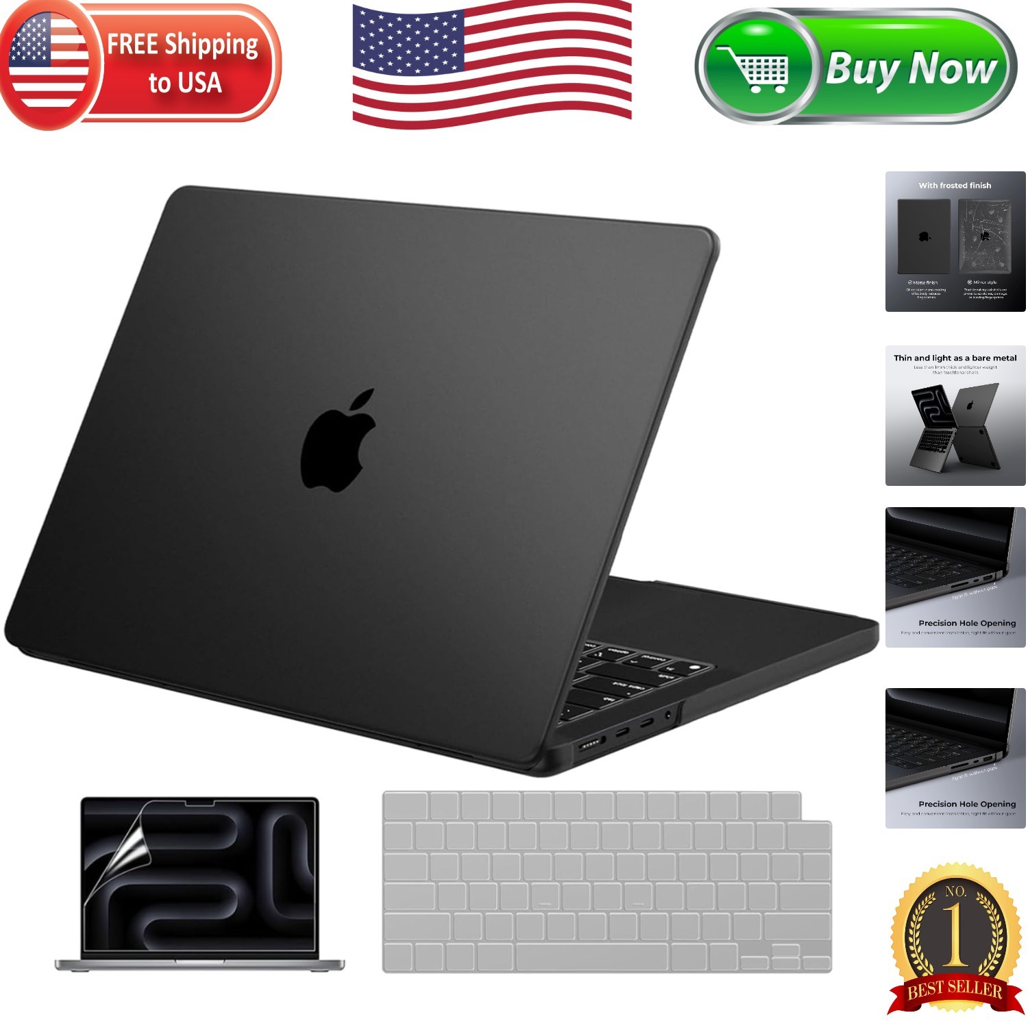 Sleek Space Black Hard Shell Case for MacBook Pro 14" M5/M4 - Scratch Resistant