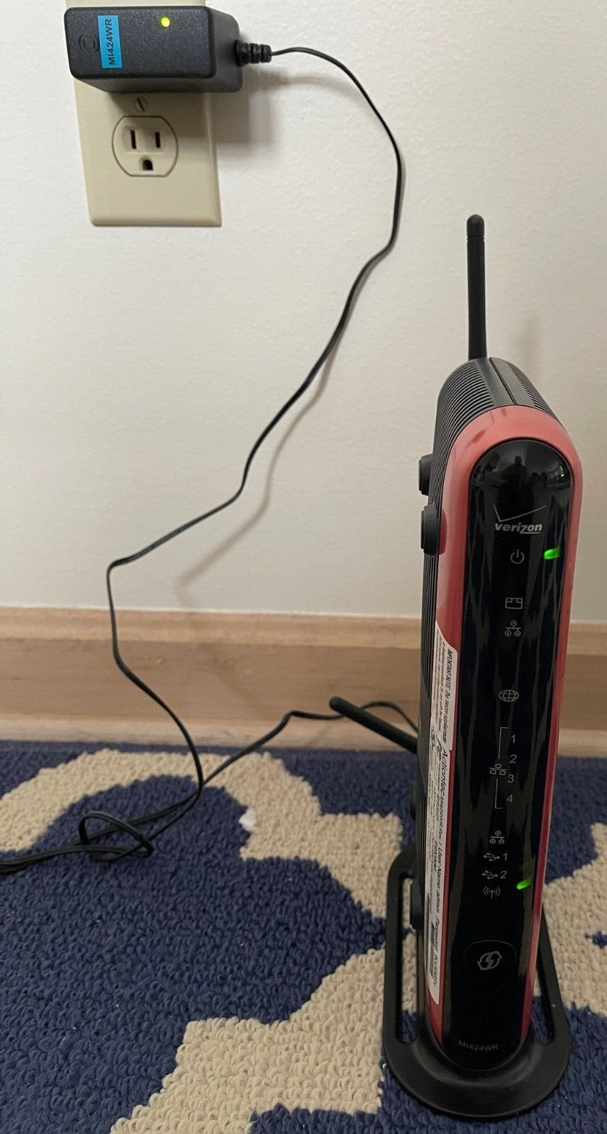 VERIZON FIOS Actiontec MI424WR Rev. I Router W/Cradle and Power Cord Transformer