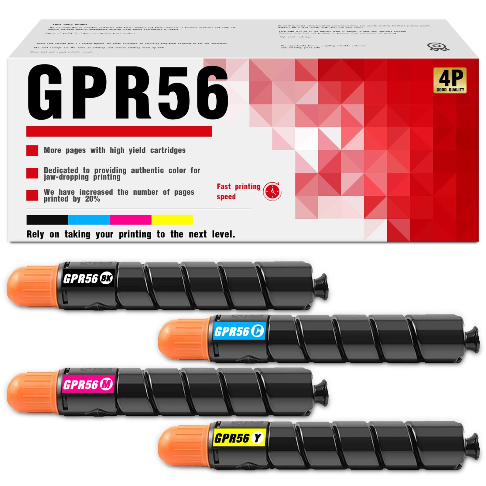 Compatible GPR-56 Toner Cartridge 4-Pack for Canon ImageRUNNER C7565 C7570