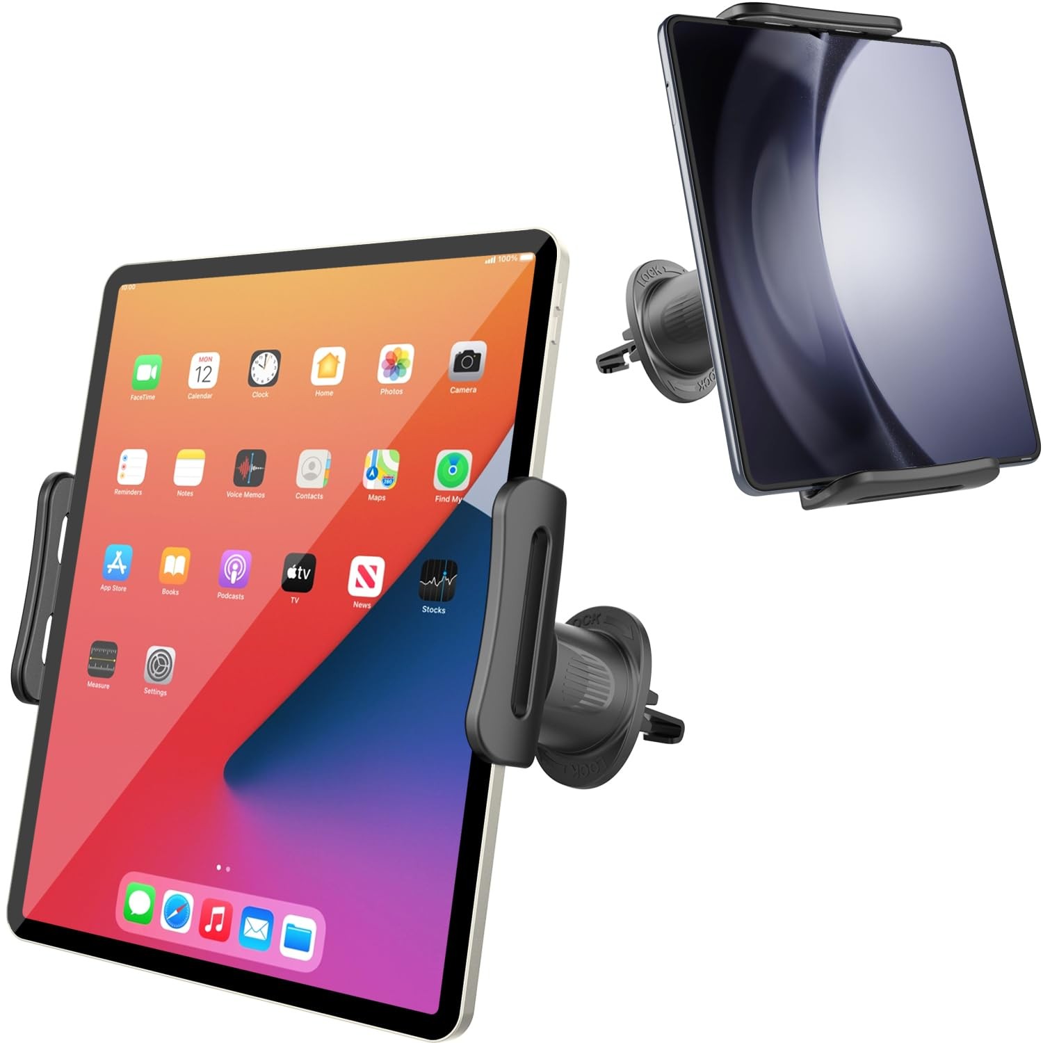 iPad Car Mount Air Vent Holder for 5-11 Inch Tablets and Phones, Metal Hook