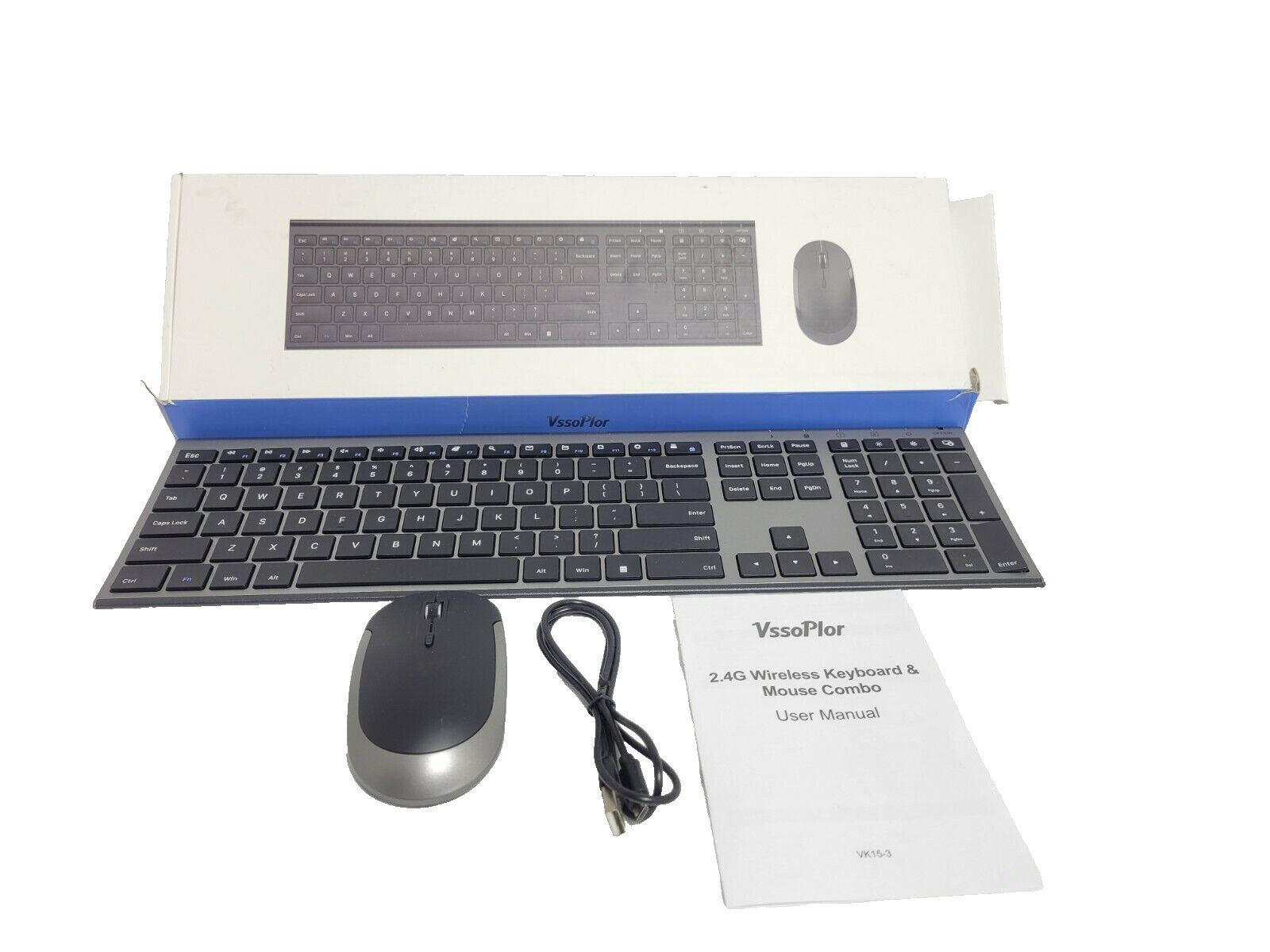Vssoplor Vive Comb 2.4GHz Wireless Keyboard and Mouse Combo NEW.