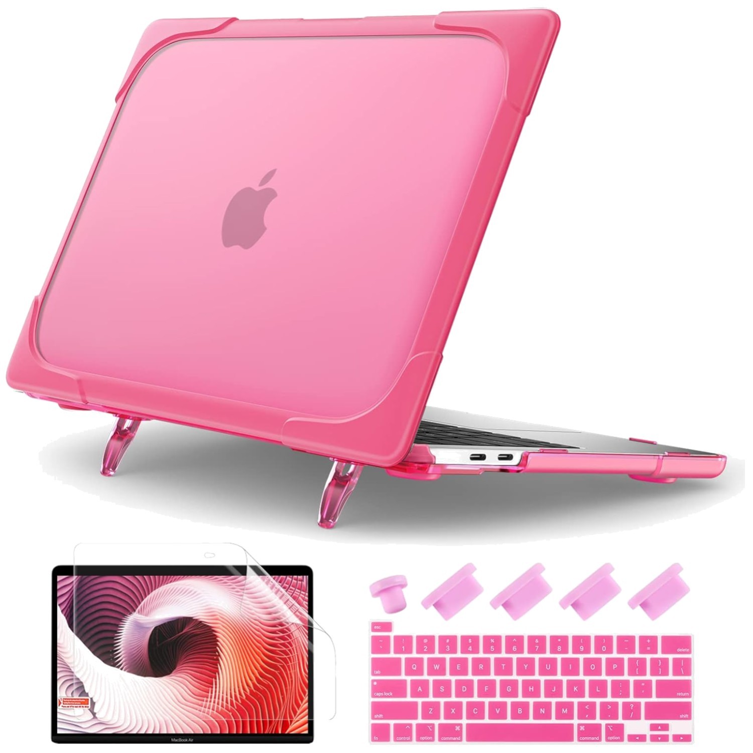 Pink MacBook Pro 13 Case | Heavy Duty Shell, Ergonomic Stand