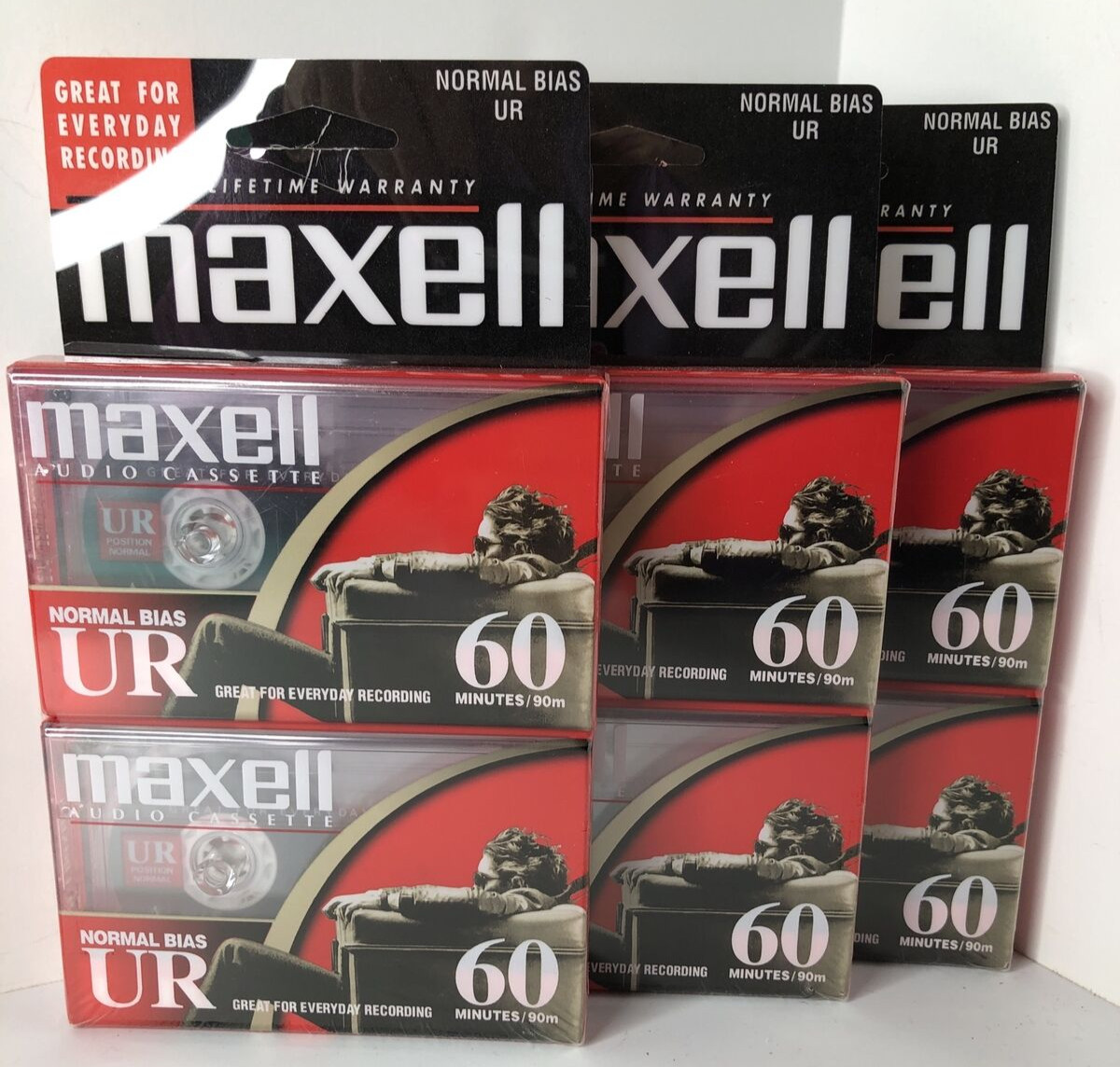 Lot Of Three 2 Pack Maxell UR 60 Normal Bias Blank Cassette Tapes Sealed