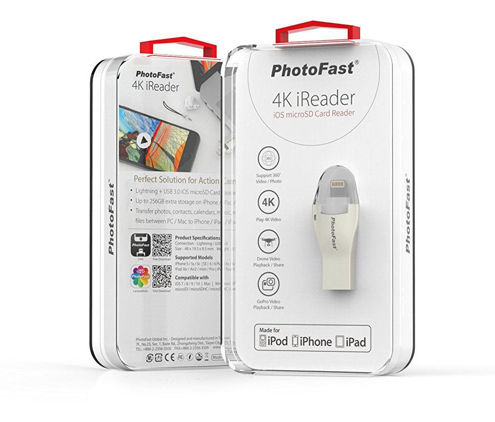 PhotoFast 4K iReader Lightning + USB 3.0 iOS Micro SD Card Reader