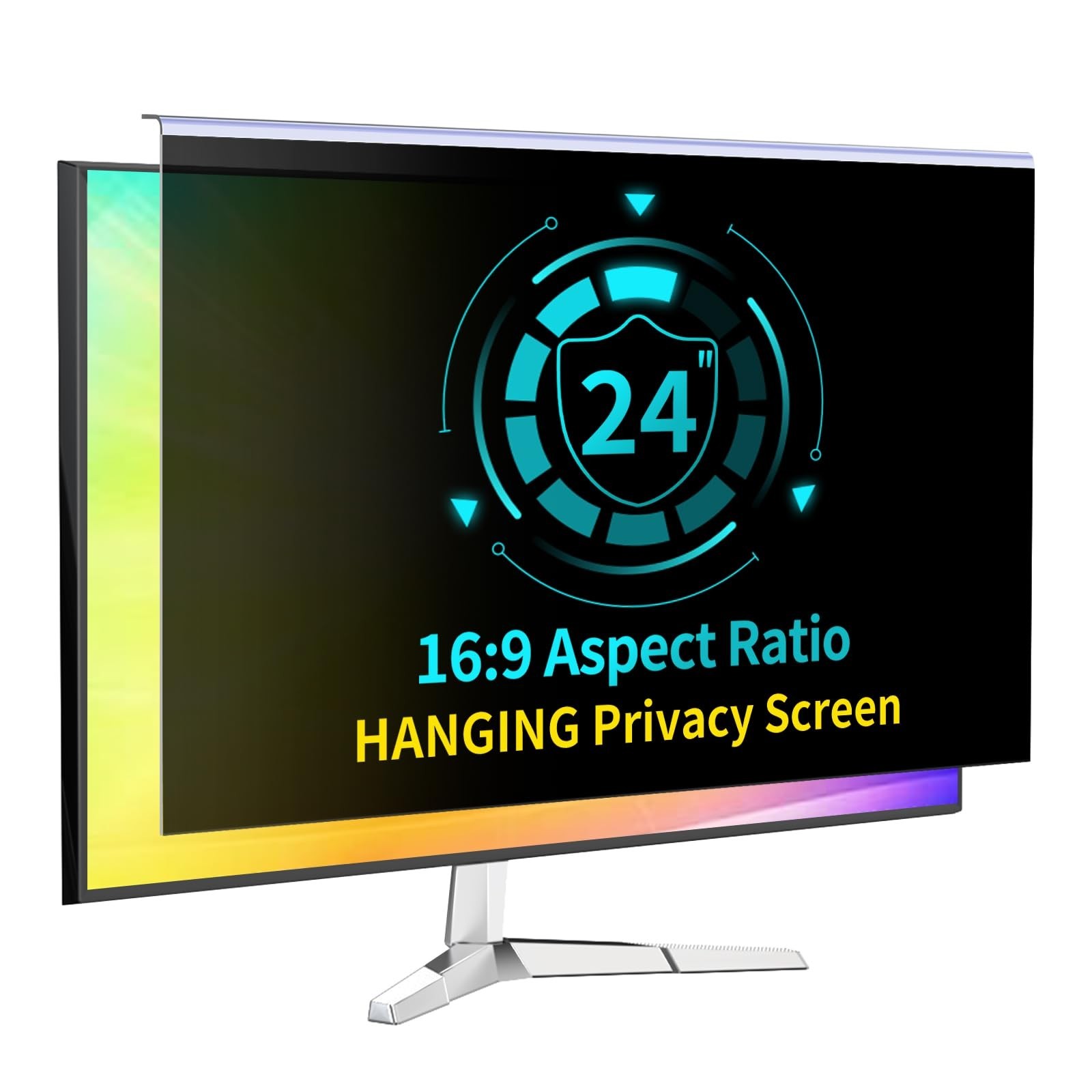 24" Computer Privacy Screen Filter 16:9 Anti-Blue Light Anti-UV Hanging Shield