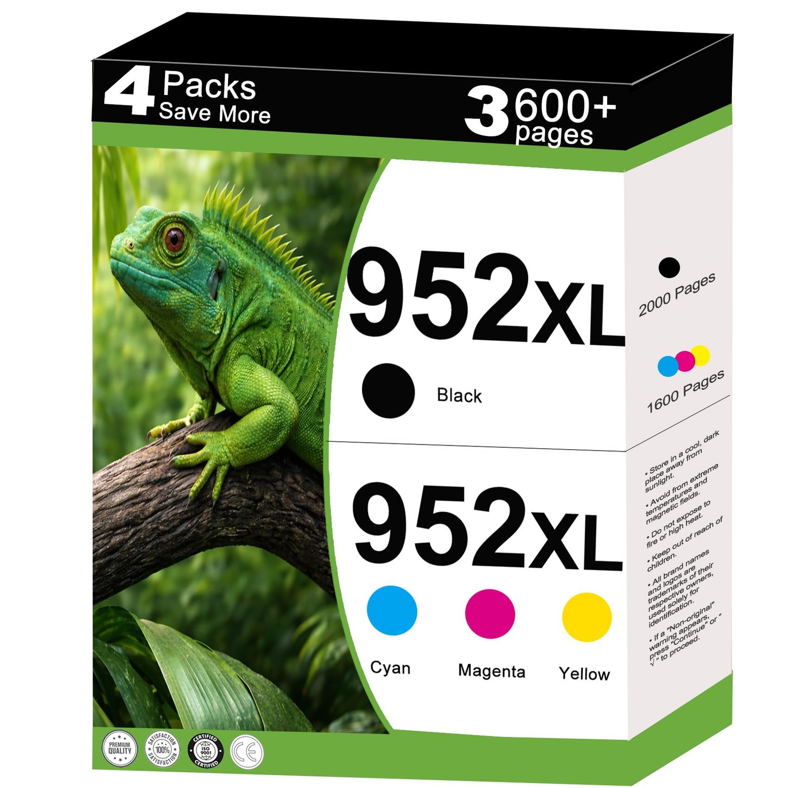 ** NEW HP Ink Cartridges | 952XL | Black/Color | With Chip | Compatible | 4-Pack