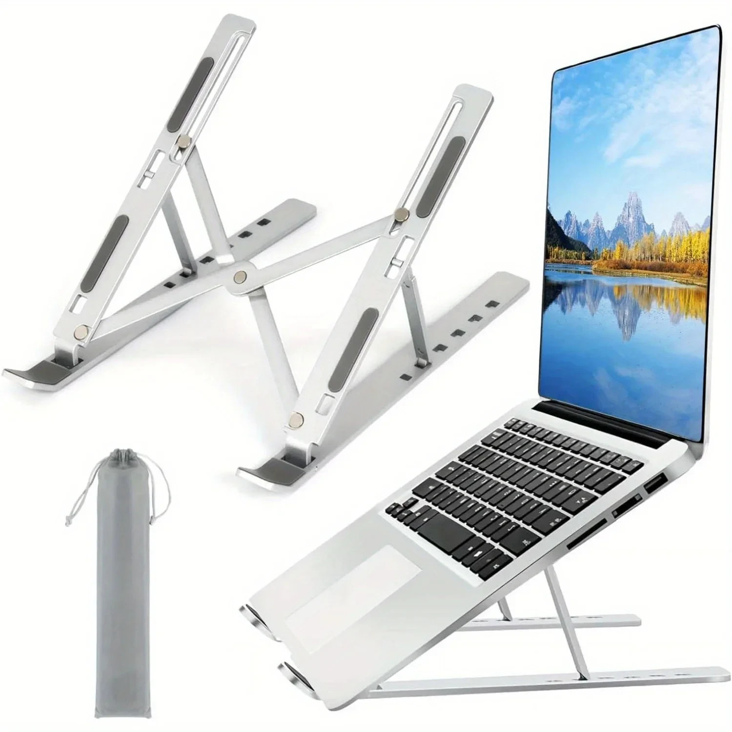 Laptop Stand Aluminum Adjustable Foldable Riser Portable Holder 8-16 inch Desk