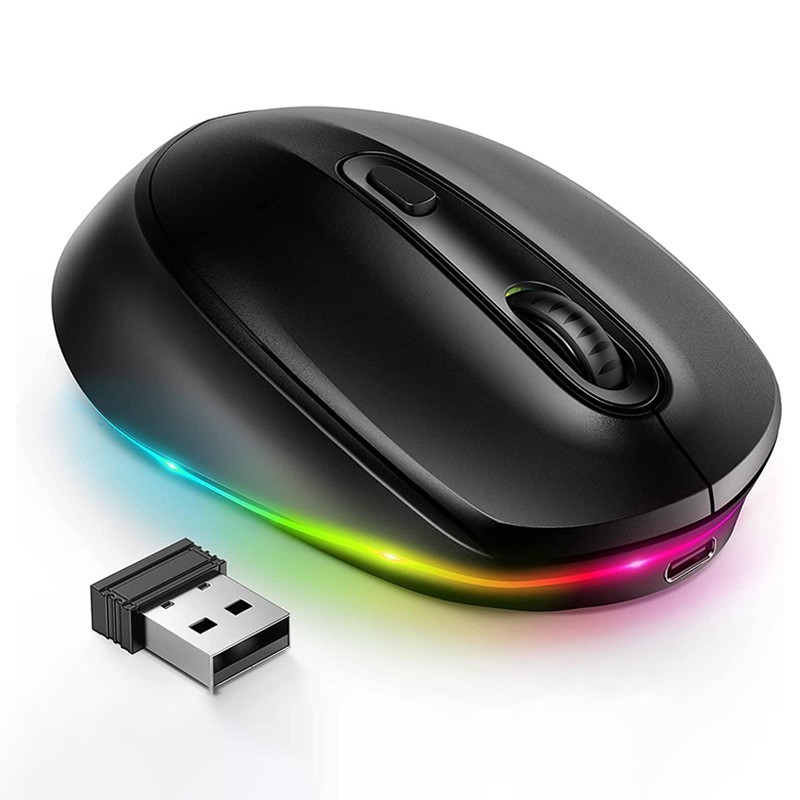 Rechargeable Wireless Mouse LED RGB Silent Click 2.4G USB Laptop PC Mini