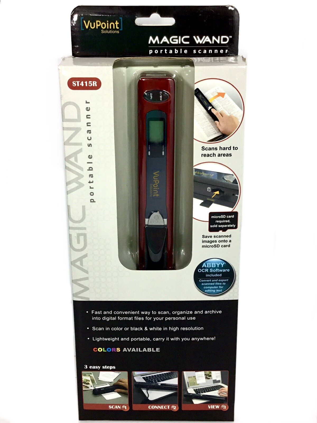 VuPoint Solutions PDS-ST415R-VP Handheld Magic Wand Portable Scanner RED NOB