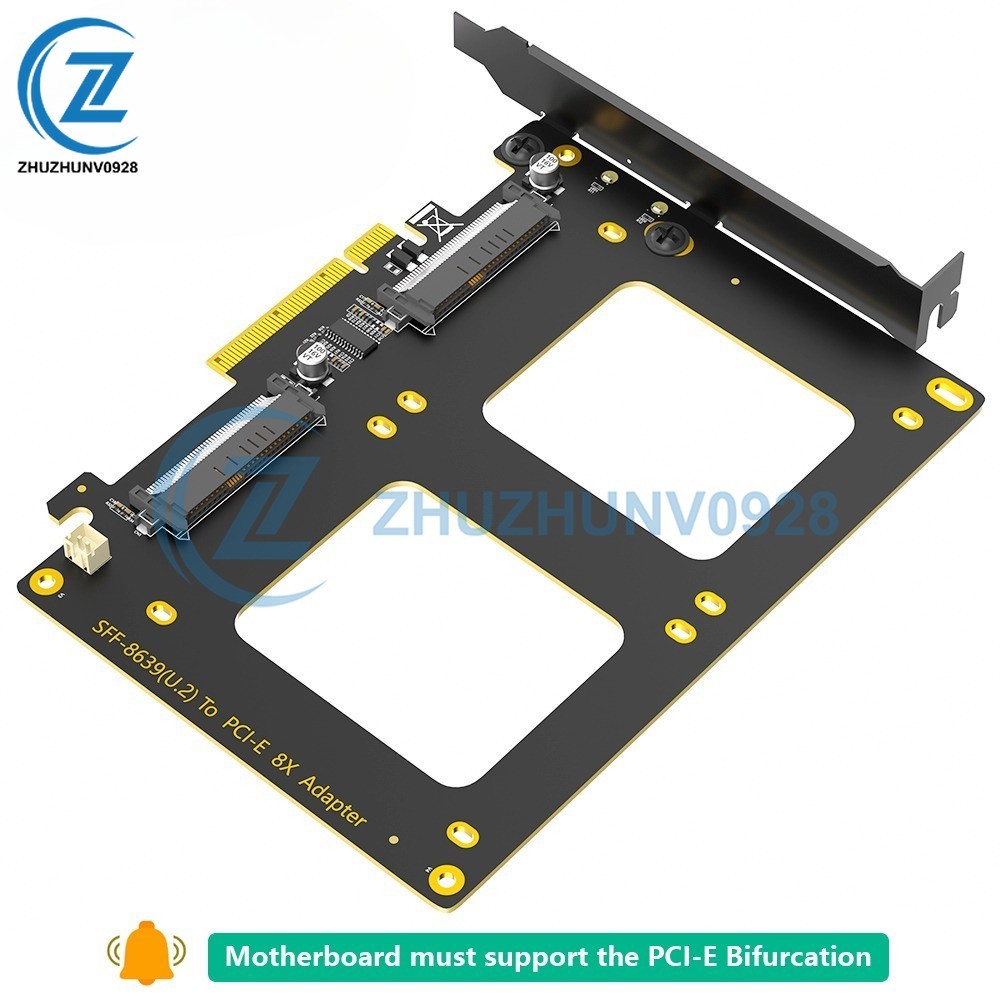 Dual U.2 SSD to PCIe 4.0 X8 Adapter Support Soft RAID Bifurcation Required