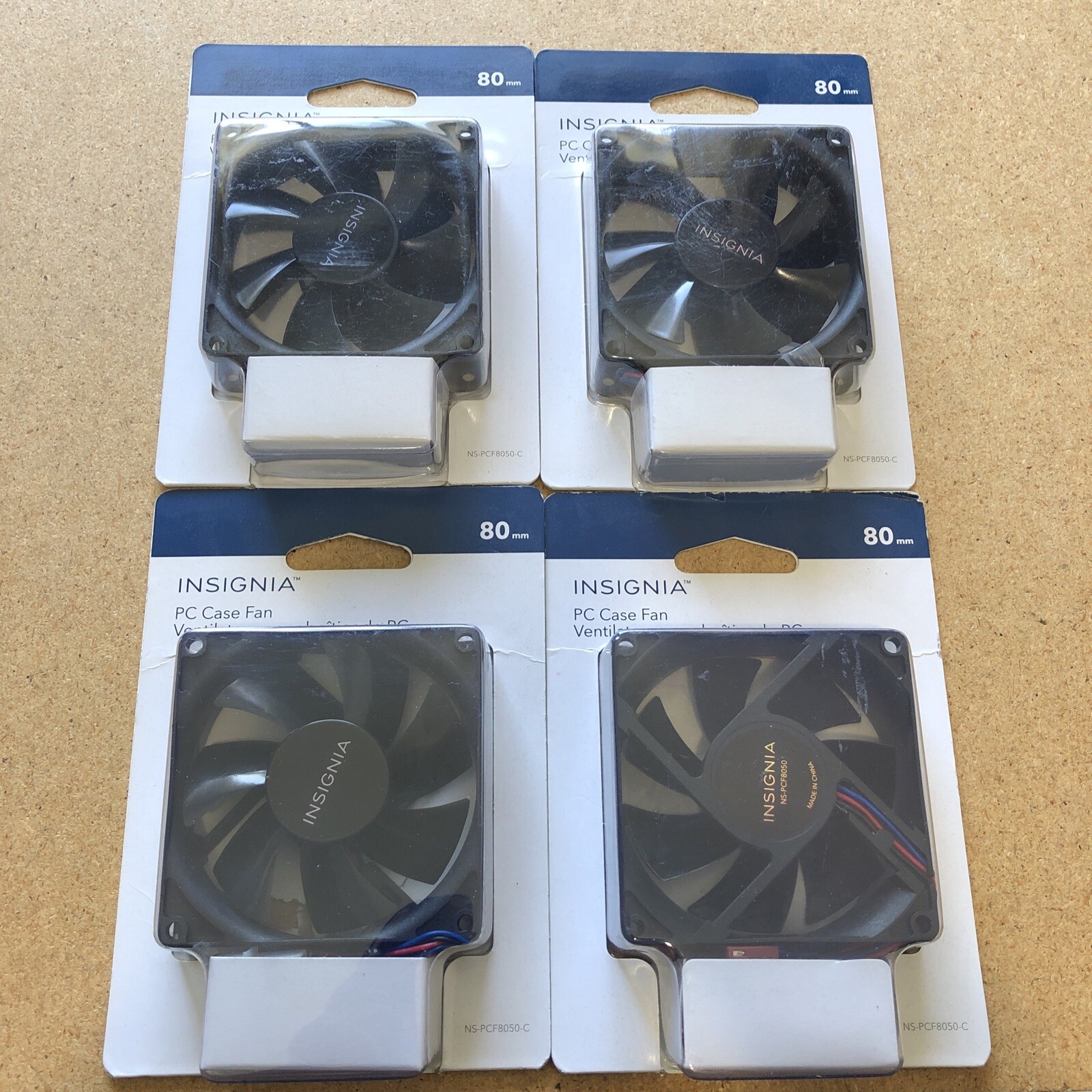 Lot 4x Insignia 80mm PC Cooling Fan Computer Case ATX Tower Quiet 3 or 4 pin 12V