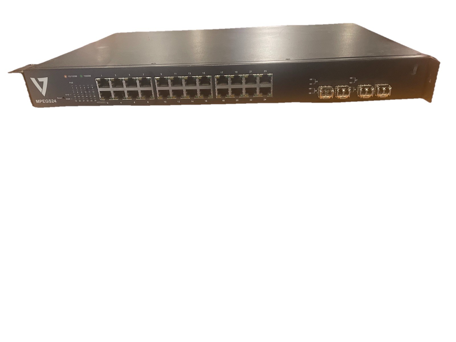 V7 MPEGS24 24-Port Gigabit Managed PoE+ Network Switch 4 SFP 400W Rackmount