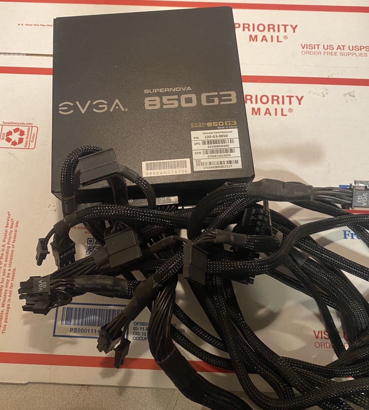 EVGA SuperNOVA 850 G3 850W 80+ Gold Fully Modular ATX Power Supply PSU (USED)