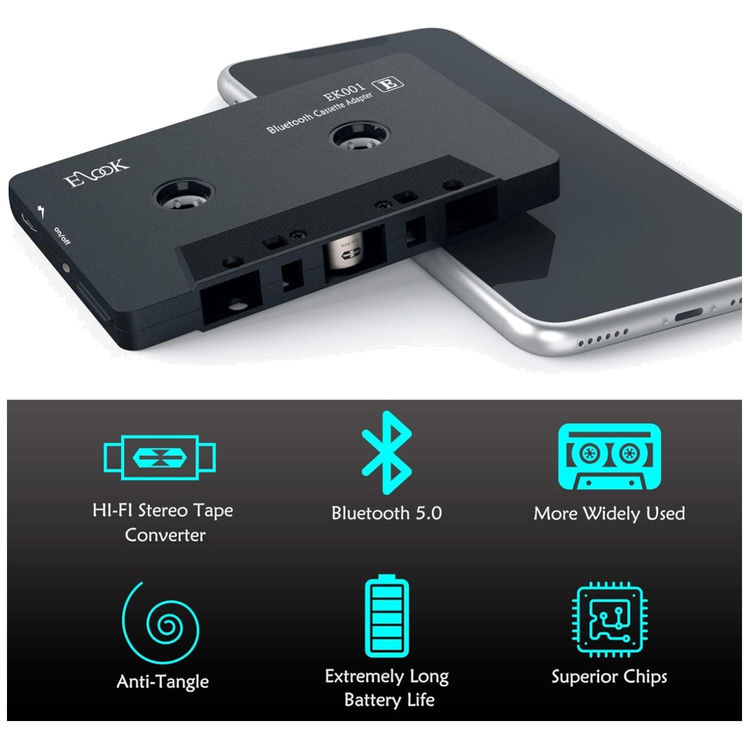 Vintage Car Audio Cassette Receiver with Bluetooth 5.0/`