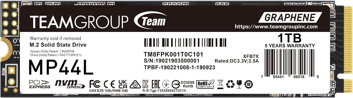 TEAMGROUP MP44L 1TB SLC Cache NVMe Gen 4 M.2 Laptop Desktop SSD TM8FPK001T0C101