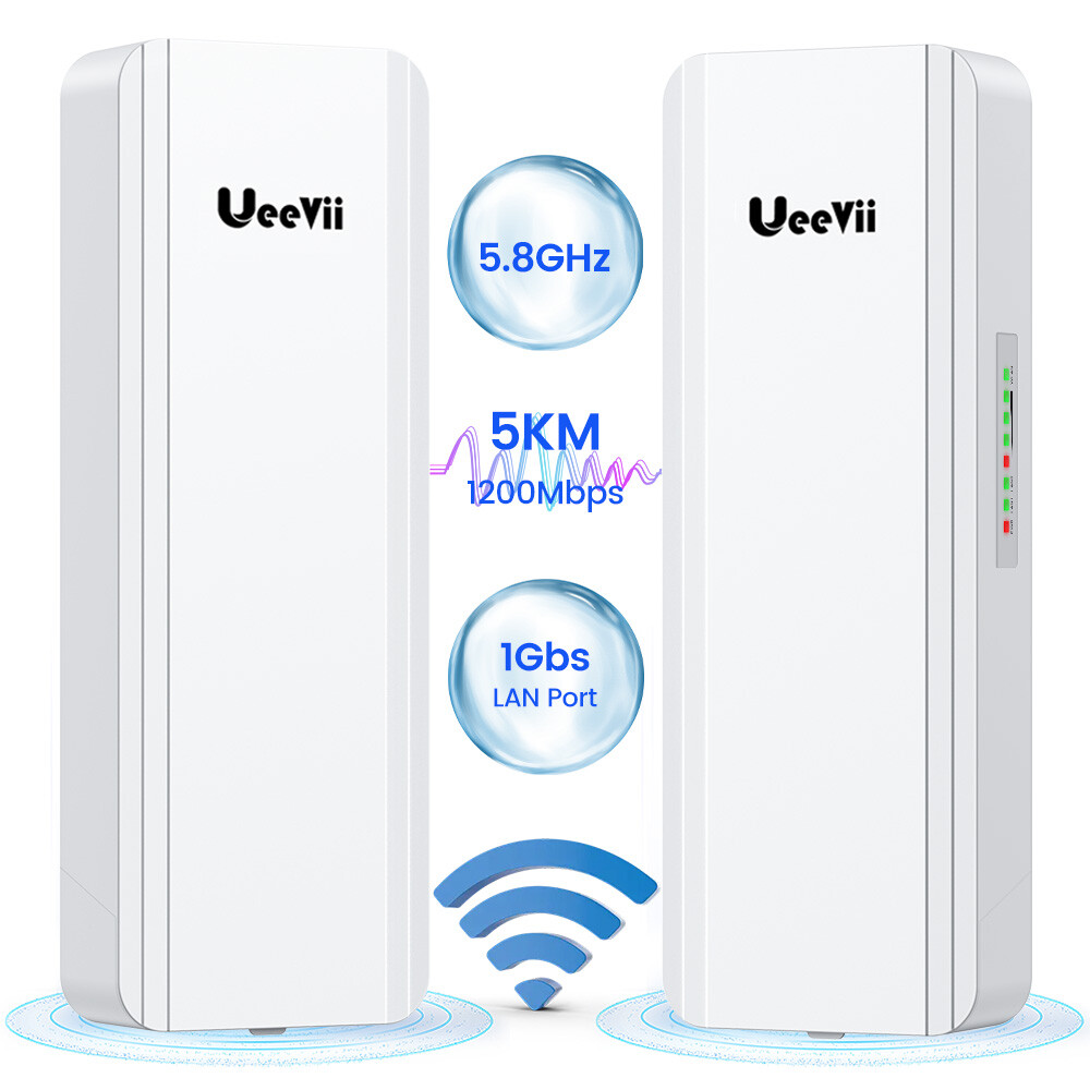 UeeVii  1200Mbps 5KM CPE Point to Point WiFi Bridge PtP PtMP WiFi Extension 16dB