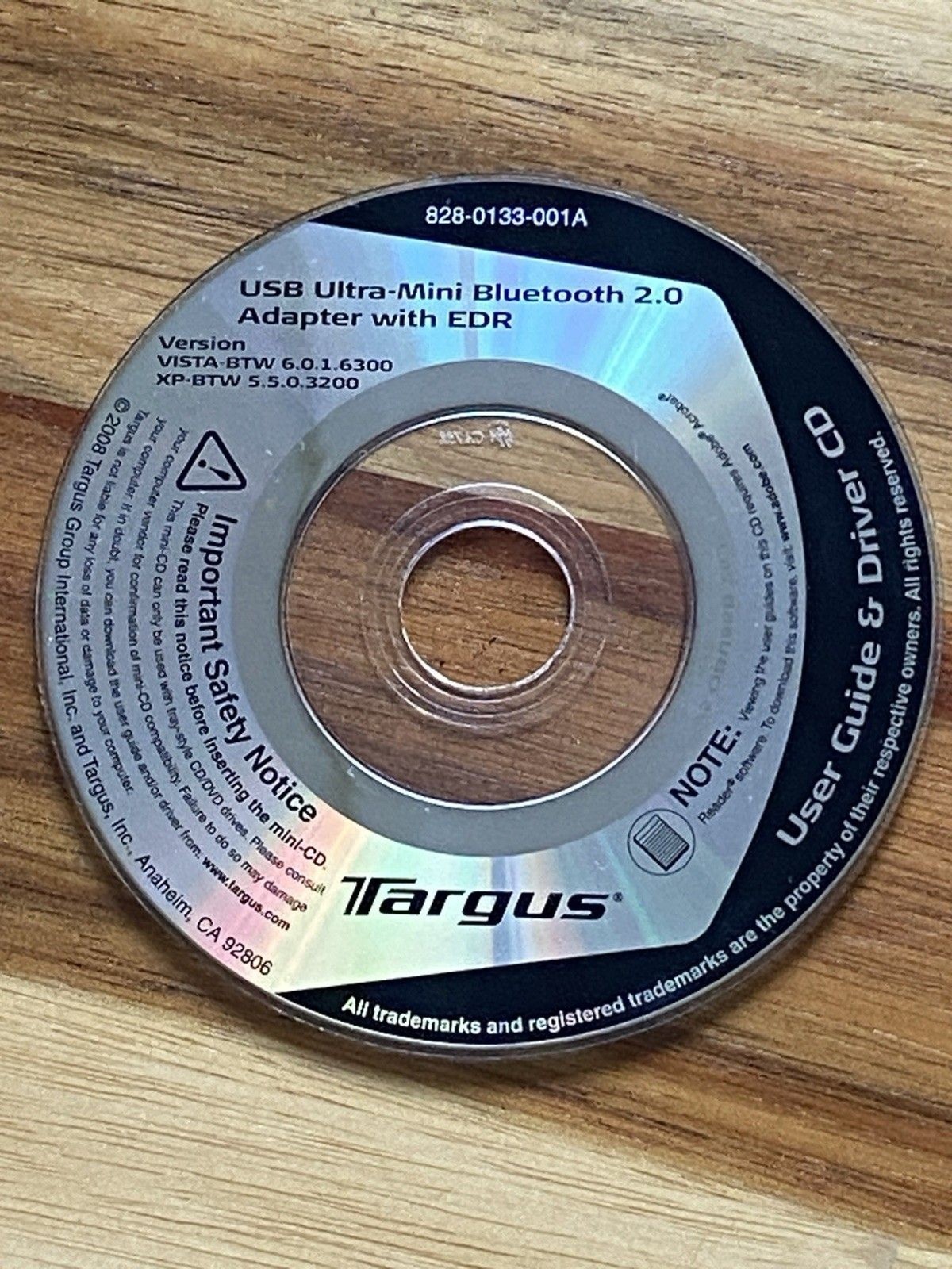 Targus USB Ultra-mini Bluetooth 2.0 Adapter w/EDR 3" CD -- Disc only, no dongle