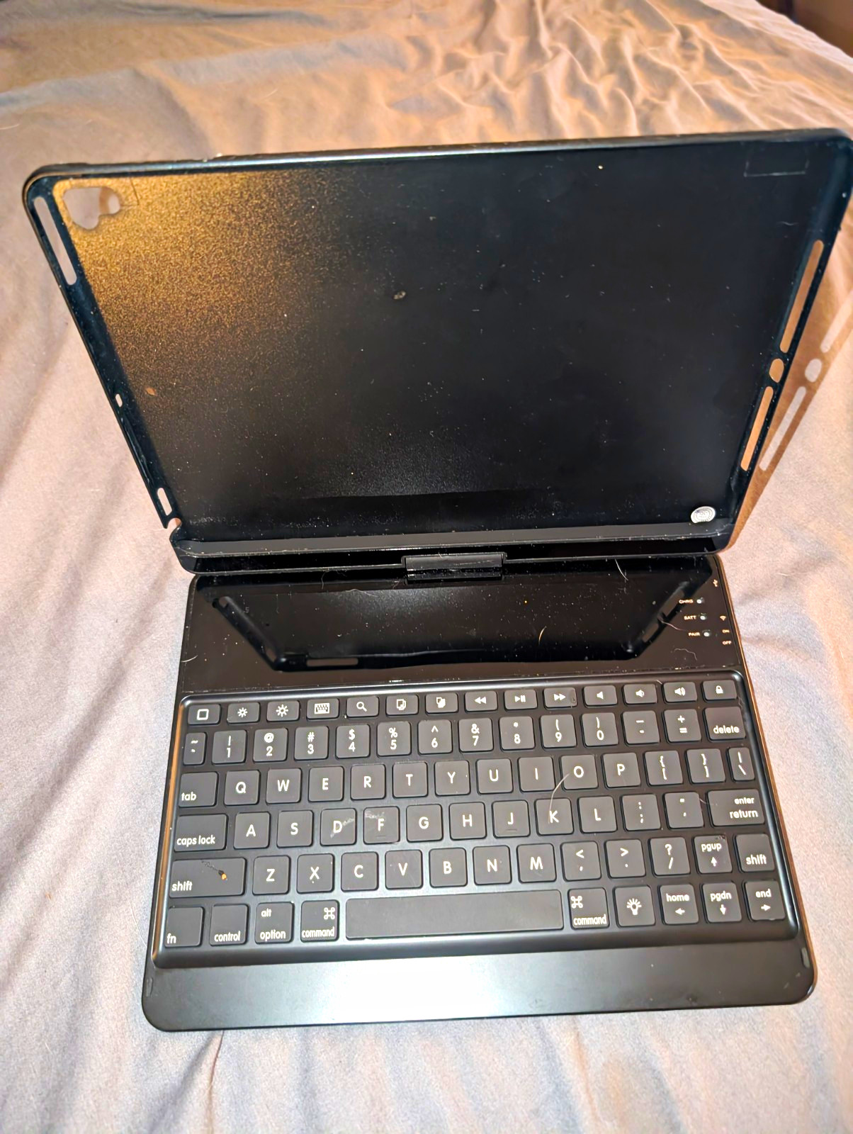 Wireless Keyboard Folio Case for Tablet, Ipad, Black Rigid Plastic Cover