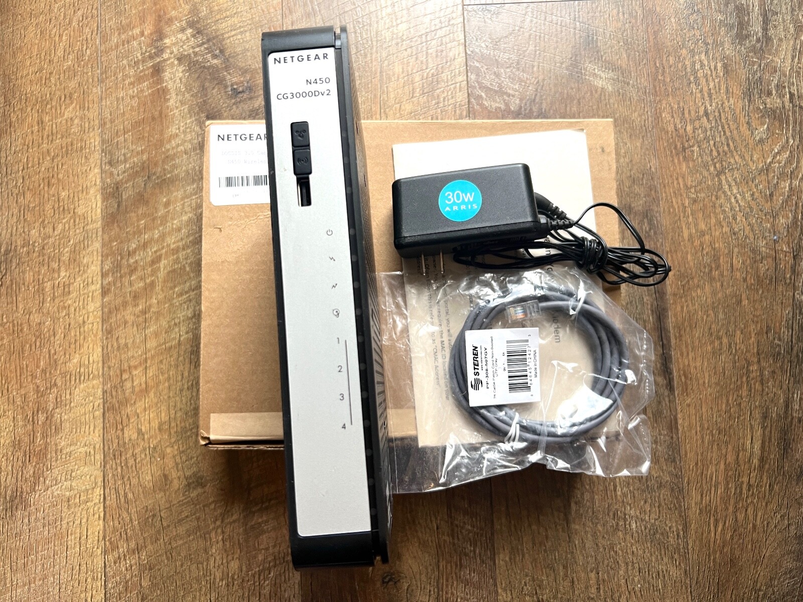 NETGEAR N450-100NAS (8x4) WiFi DOCSIS 3.0 Cable Modem Router N450 Cert Open Box