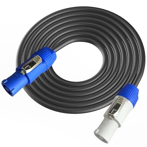 Powercon Extension Cable 12AWG 3 Pin, 15FT, Waterproof Power Cord
